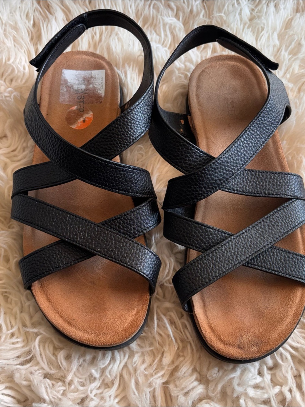 Women's Black Cross-Strap Comfort Sandals